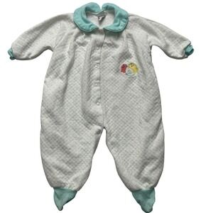 Baby Dior‎ Vintage Quilted Footie Romper Embroidered Large 18-23lb USA Designer